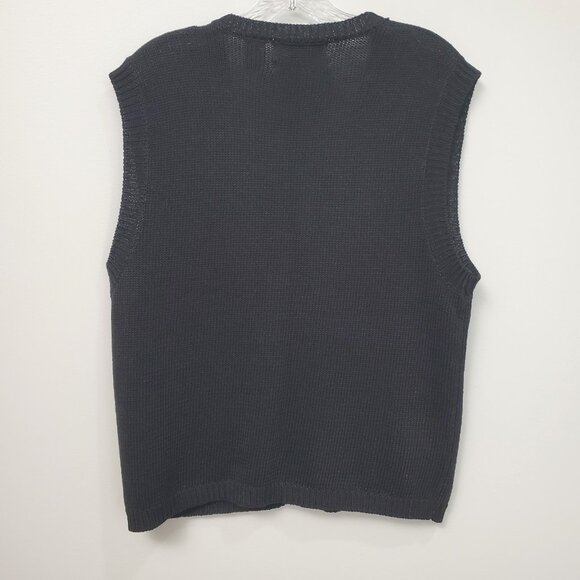 Vintage Ashley Hand Embroidered Floral Cardigan Sweater Vest Womens Size L Black - Picture 5 of 11